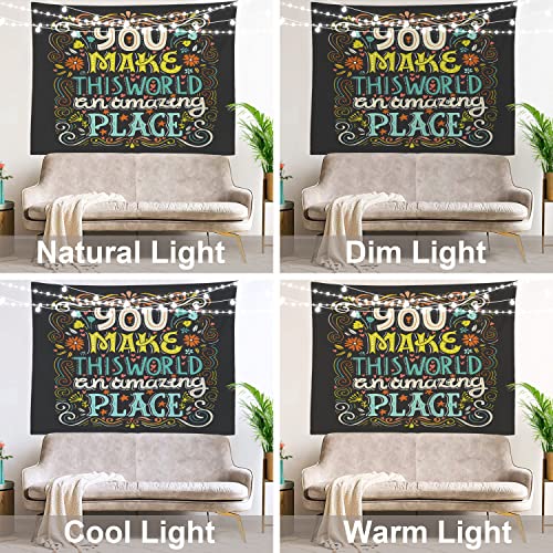 Shrahala World Tapestry, Art Holiday Inspirational Love Quote Wall Hanging Large Tapestry Psychedelic Tapestry Decorations Bedroom Living Room Dorm(51.2 X 59.1 Inches, Brown Art Holiday) #TOP5