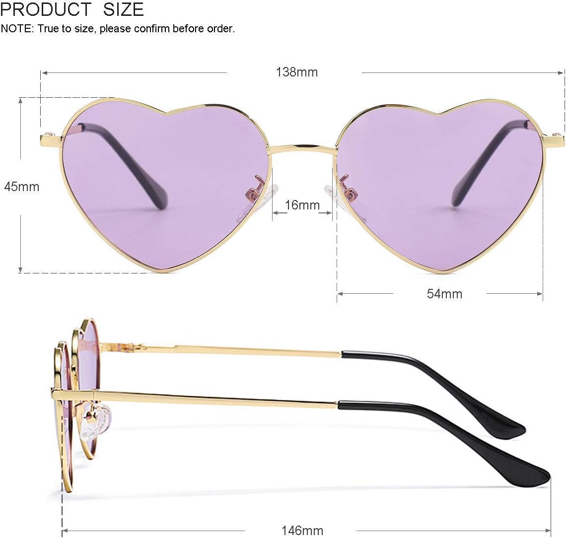 Polarized Heart Shaped Sunglasses for Women Metal Frame Cute Lovely Glasses 100% UV Protection - Image 6