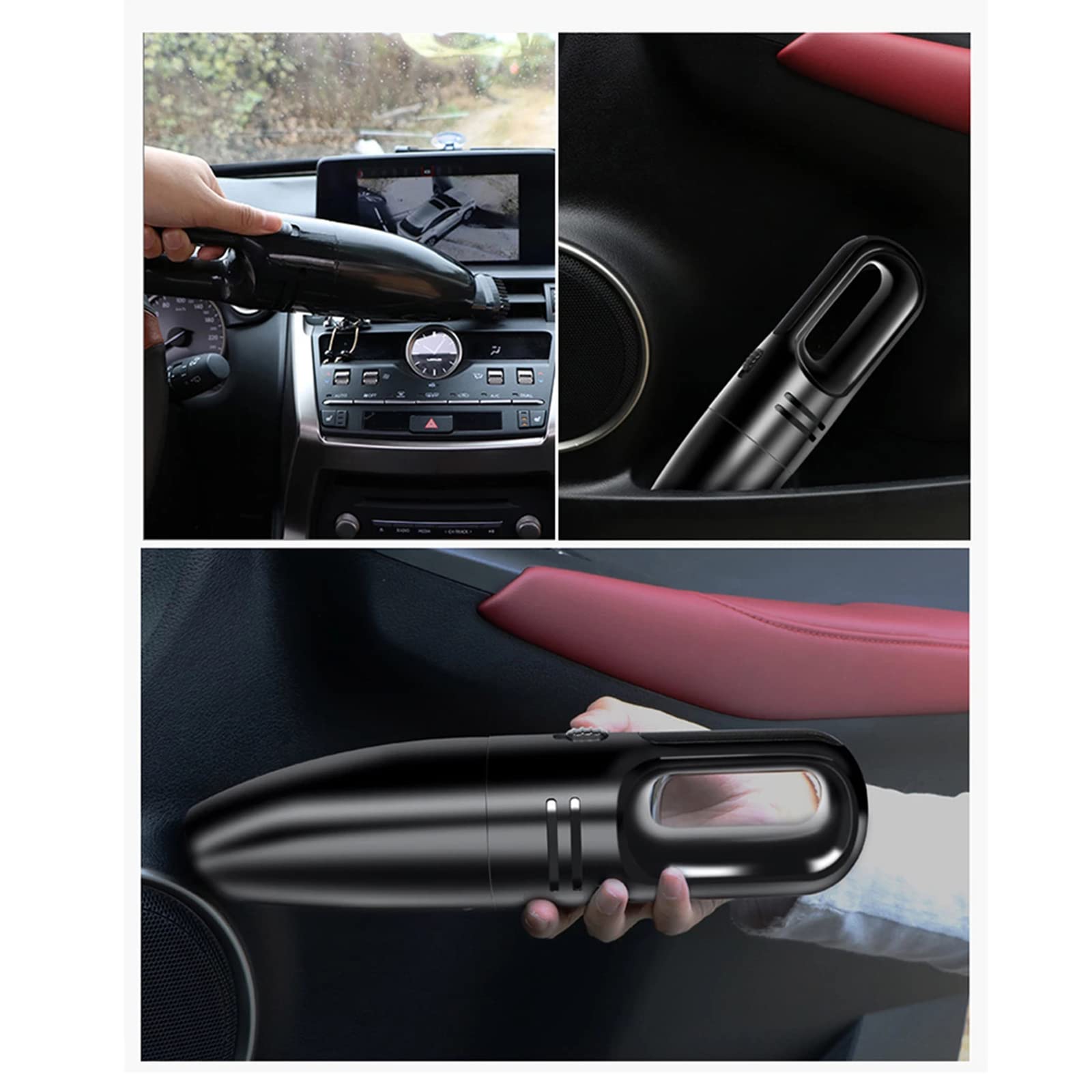 Mini Aspirador de Mano inalámbrico de 12 V para Coche, Aspirador de Mano de Alta succión, Aspirador de Doble Uso húmedo y seco para Interior de Coche, hogar, Oficina, Negro