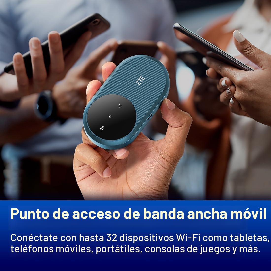 ZTE U10S Pro Blue, 4G+LTE Mobile Wi-Fi 6, enrutador portátil, conecta 32 dispositivos, 3000 mAh, 10 horas de duración de la batería, compatible con todas las redes