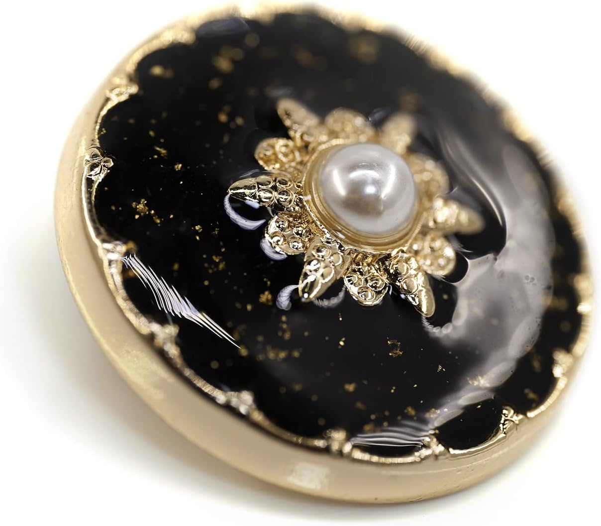 20 pcs Black Retro Royal Style Golden Foils Enamel Sewing Metal Shank Coat Buttons -25mm -1"