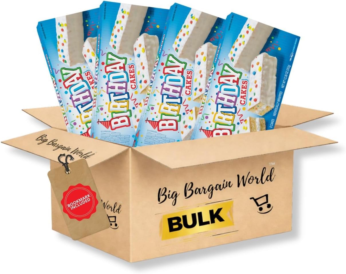 Multipack Gift Box Bundled By Big Bargain World Birthday Cake 4 Pack Bundle Box, Confetti and Purple Cake Flavors 4 Box Bonus Bookmark