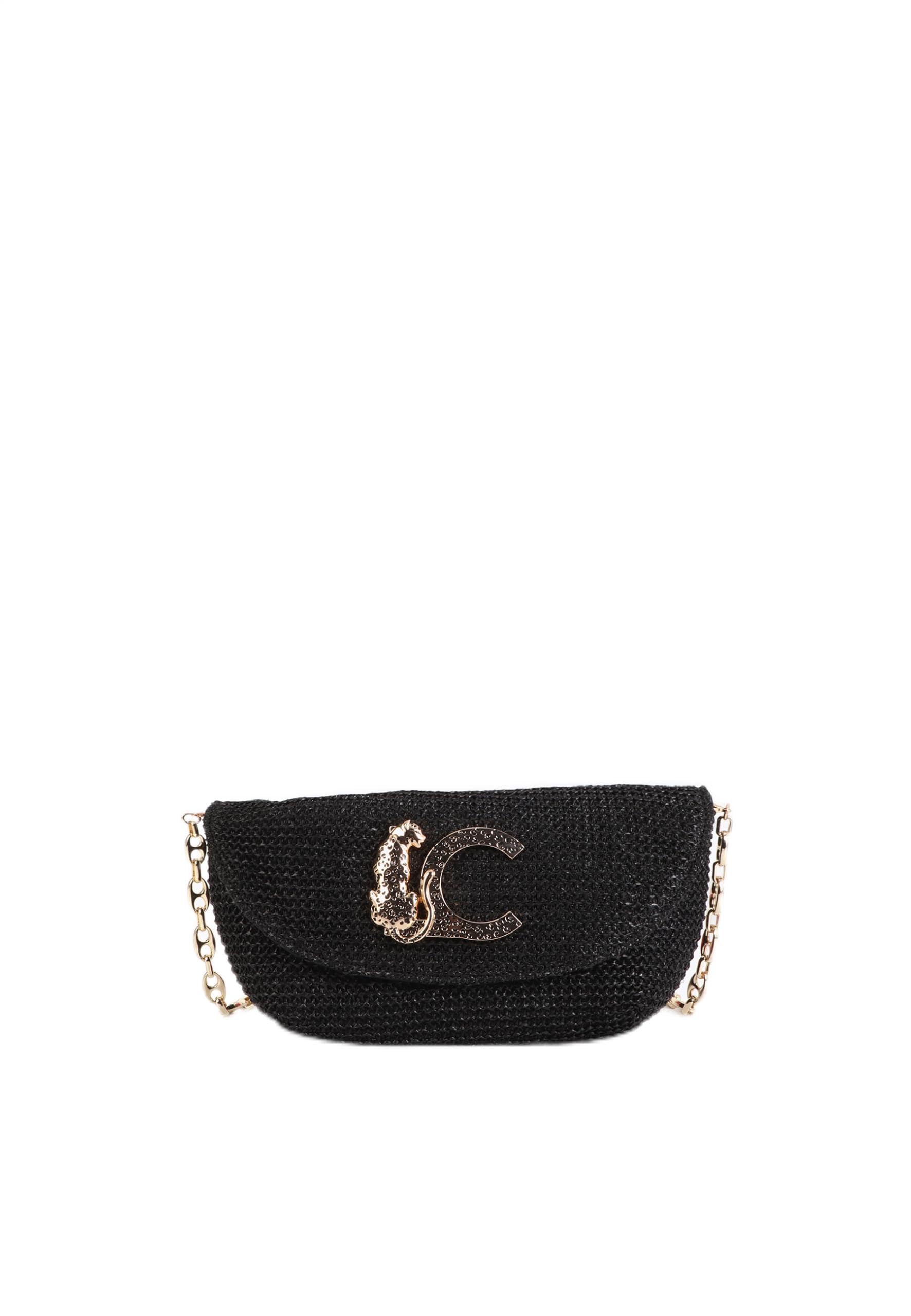 LOLA CASADEMUNT Bolso evento efecto rafia logo leopardo