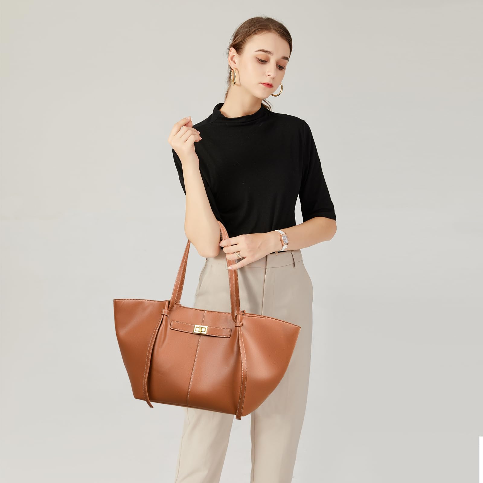 Handtasche Damen Groß Tote Bag Kunstleder Shopper Tasche Elegante Schultertasche Gross Umhängetasche Stilvoll Henkeltaschen Shopper Bag Handbags Tragetasche Beuteltasche Women's Totes