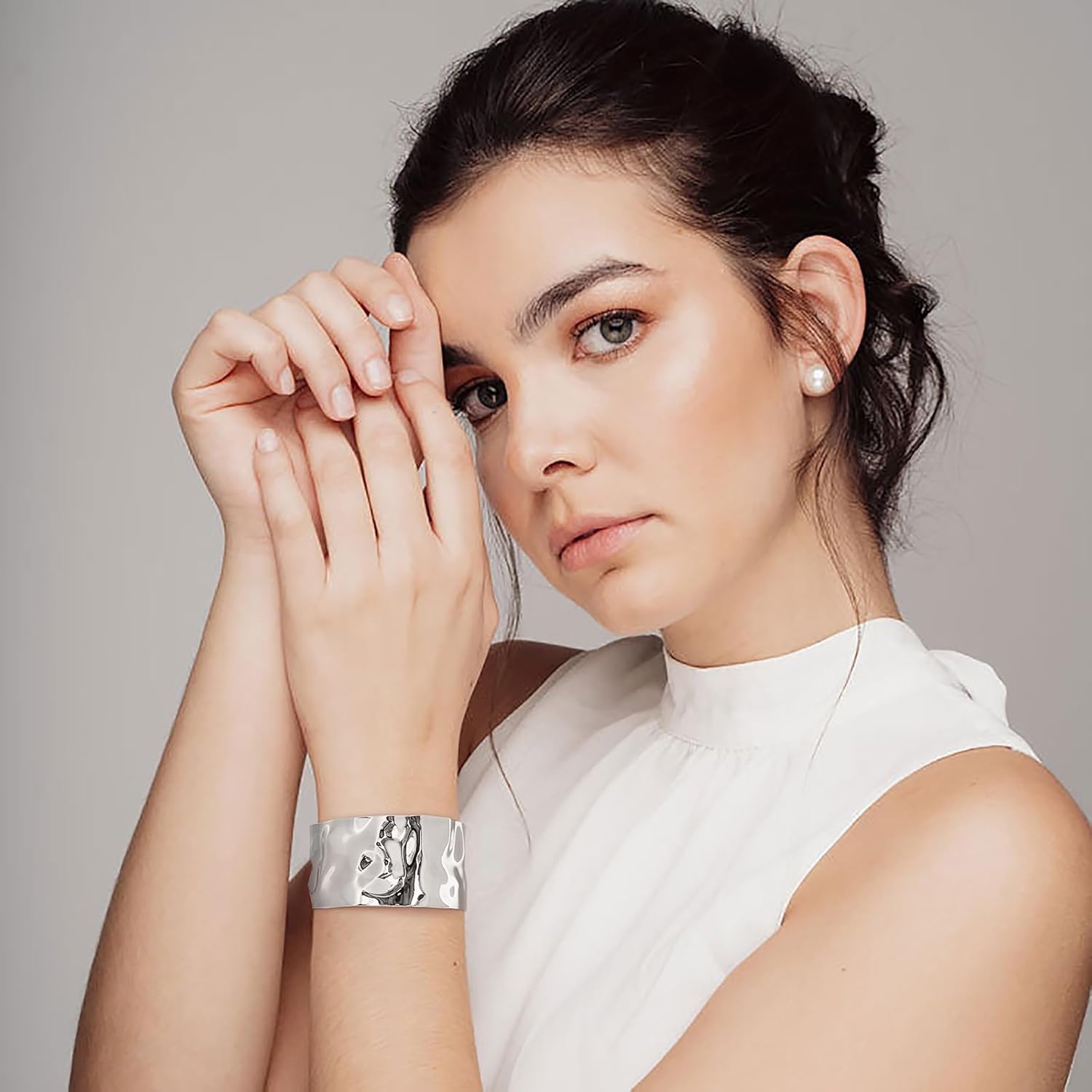 Gold Cuff Bracelet for Women Chunky Multi-layer Cross Wire Open Bracelet Hollow Wide Cuff Bracelets Adjustable Gold Open Cuff Bangle Bracelet - Image 3