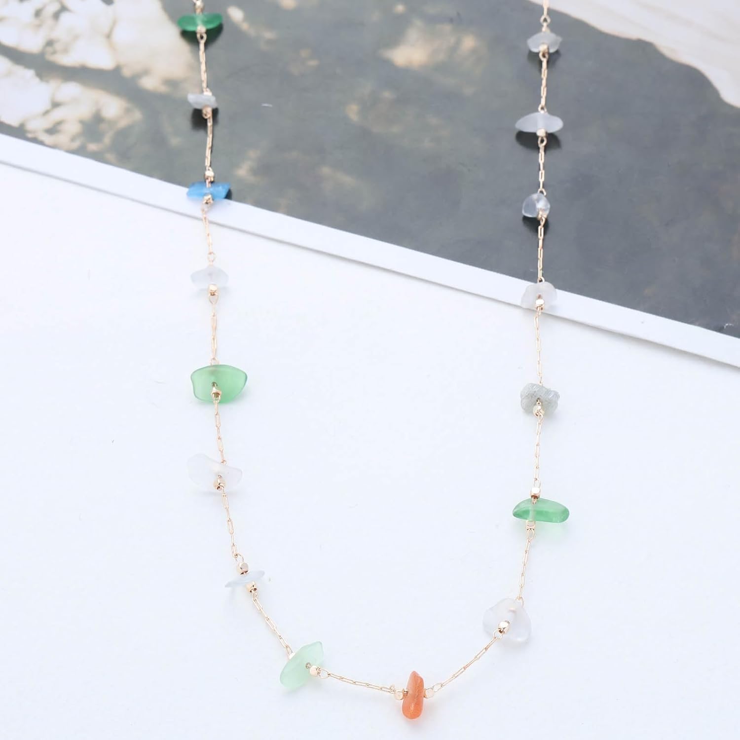 Boho Colorful Clear Crystal Choker Necklace Gold Tiny Crystal Pendant Necklace Small Rainbow Rhinestone Dangle Necklaces Multi Color Cz Necklaces Chain Jewelry for Women - Image 6