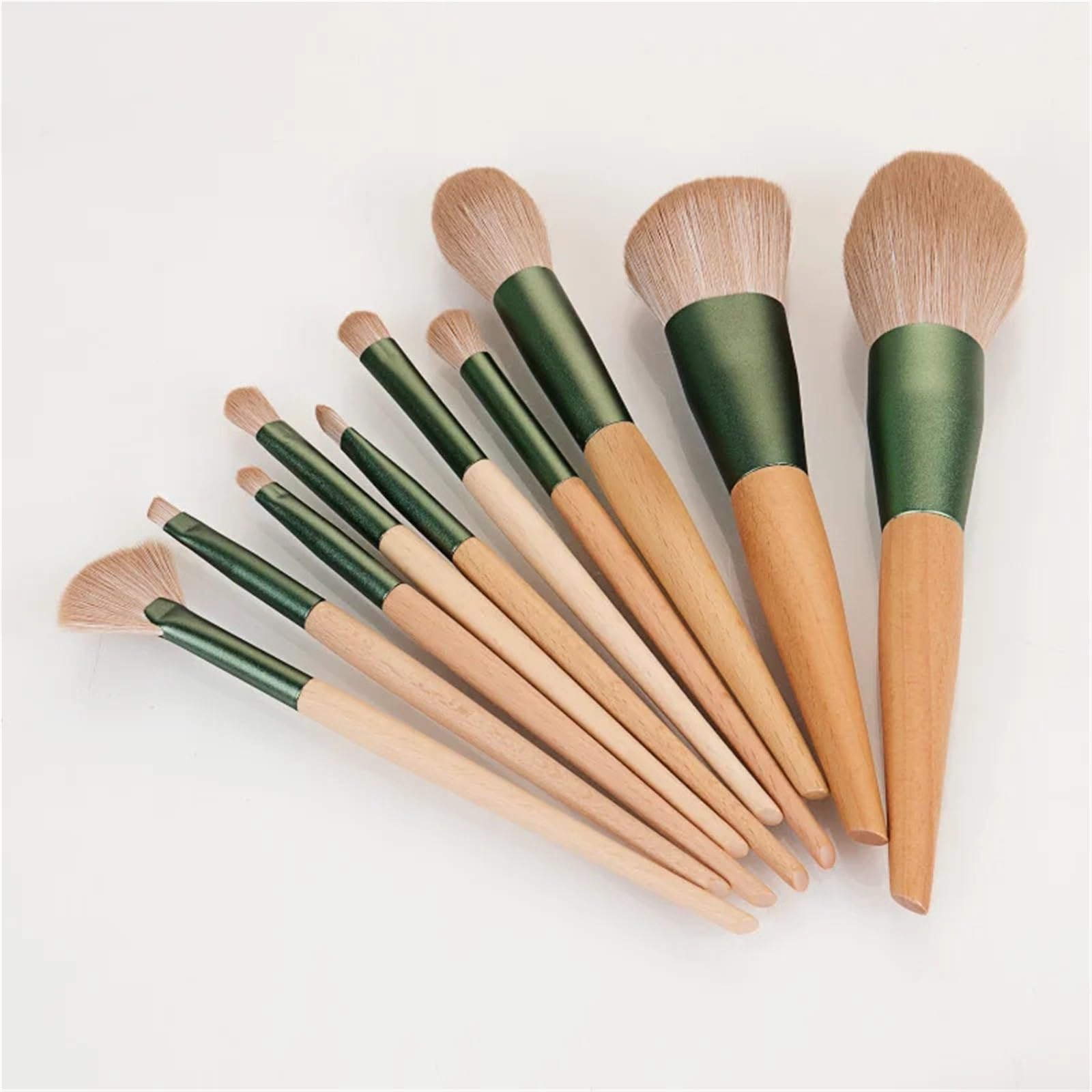 Set di pennelli Set di pennelli cosmetici Qingluo Green Cloud - Opzioni multi-specifiche da 10 e 14 pezzi, strumenti for trucco professionale(Color2 with bag)