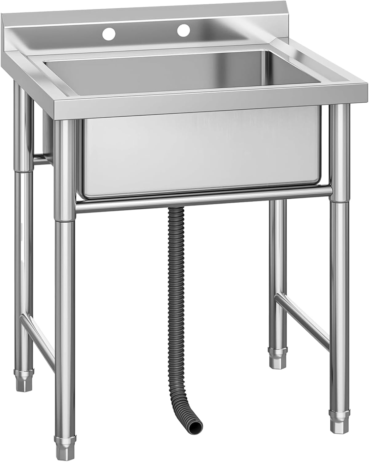 Commercial Stainless Steel Freestanding Single Bowl Utility Sink for Garage, Laundry Room, Kitchen, and Restaurant - Durable, Easy-to-Clean Design, Ideal for Home and Business Use, Heavy-Duty Sink