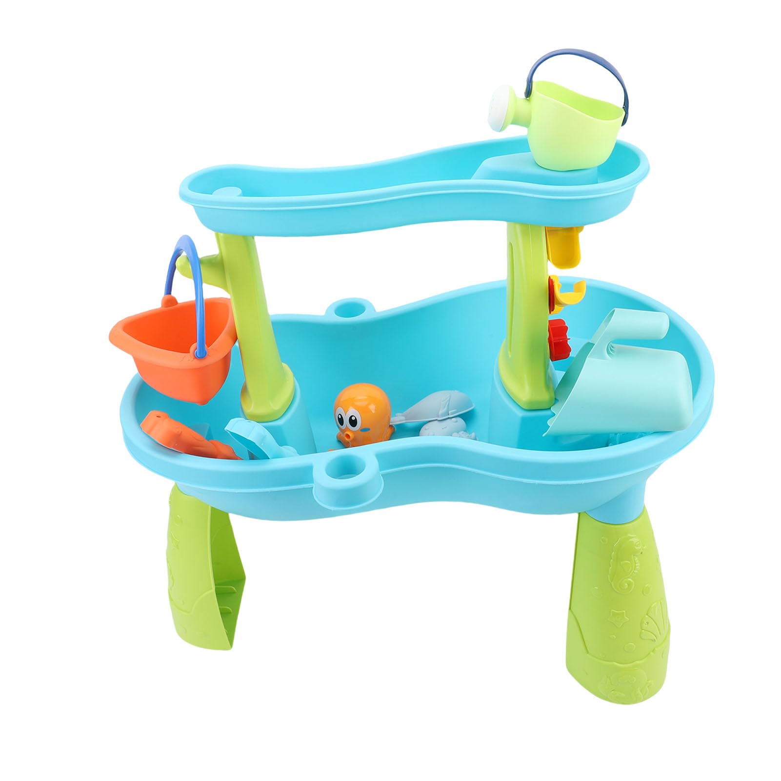 Cryfokt Sand- und Wassertisch für, Großer Wassertisch Im Strandstil mit Zwei Zonen, Kleinkind-, Sensorischer Spieltisch mit Schaufel, Eimer, Formenset für den Innen- und Außenbereich Im Alter von 1