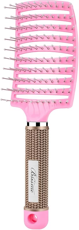 Bsisme Cepillo para el cabello, cepillo curvado con ventilación para un secado más rápido, cepillos para el cabello de estilo profesional para mujeres y hombres, cepillo desenredante de paleta para cabello liso, rizado, seco y húmedo, rosa | Cepillos de pelo de estilo profesional para mujeres, hombres y niños, cepillo desenredante de paleta para cabello liso, rizado, seco y húmedo, rosa