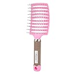 Bsisme Hair Brush, Curved Vented Brush for Faster Blow Drying, Professional Styling Hair Brushes for Women and Men, Paddle Detangling Brush for Wet Dry Curly Thick Straight Hair, Pink