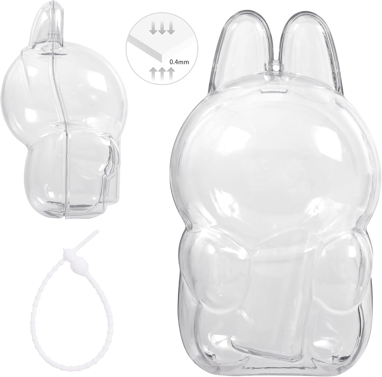 Thickened Clear Protective Case for LABUBU The Monsters COCA-COLA Sitting Series with White Silicone Cord