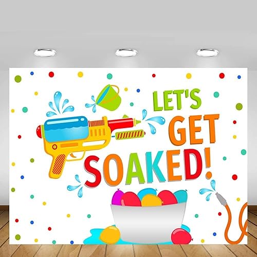 Miniatura 7 de MEHOFOND - Globos de agua sumergidos de verano de 59.7 x 4.9ft, pistola de agua, salpicaduras, confeti para chico y niña, fiesta de cumpleaños,