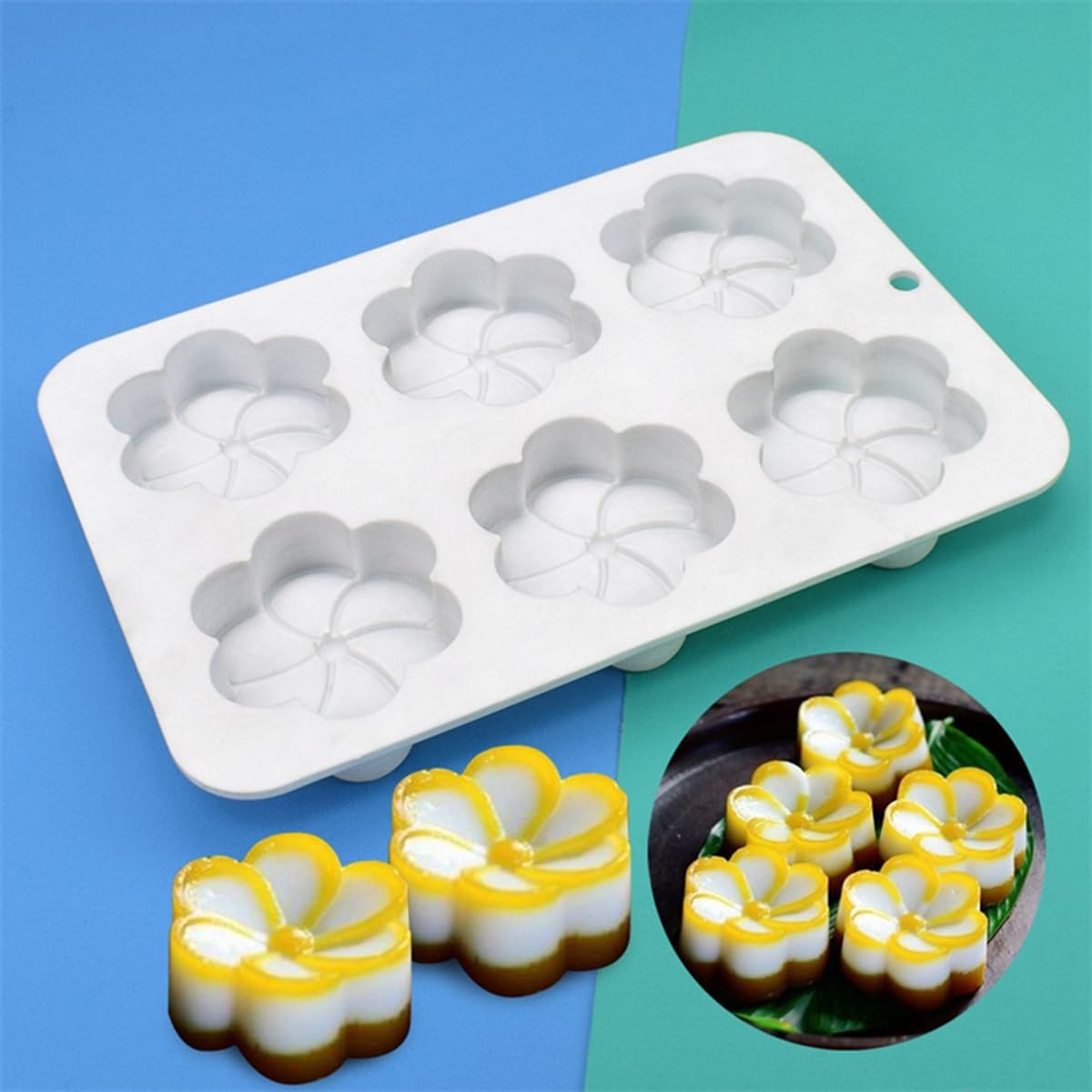 mostsom Silicone Cake Chocolate Mold Silicone Baking Pan Mold for DIY Flower Cake Mousse Dessert 3D Mould for Candy Fondant Soap Cupcake Jelly (Flower E_8.56x5.68x0.92inch)