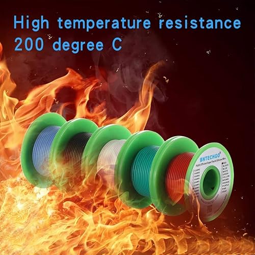 Vista 125 de BNTECHGO Kit de alambre de silicona de calibre 26, 7 colores cada uno de 25 pies, alambre de cobre estañado trenzado flexible de 26 AWG