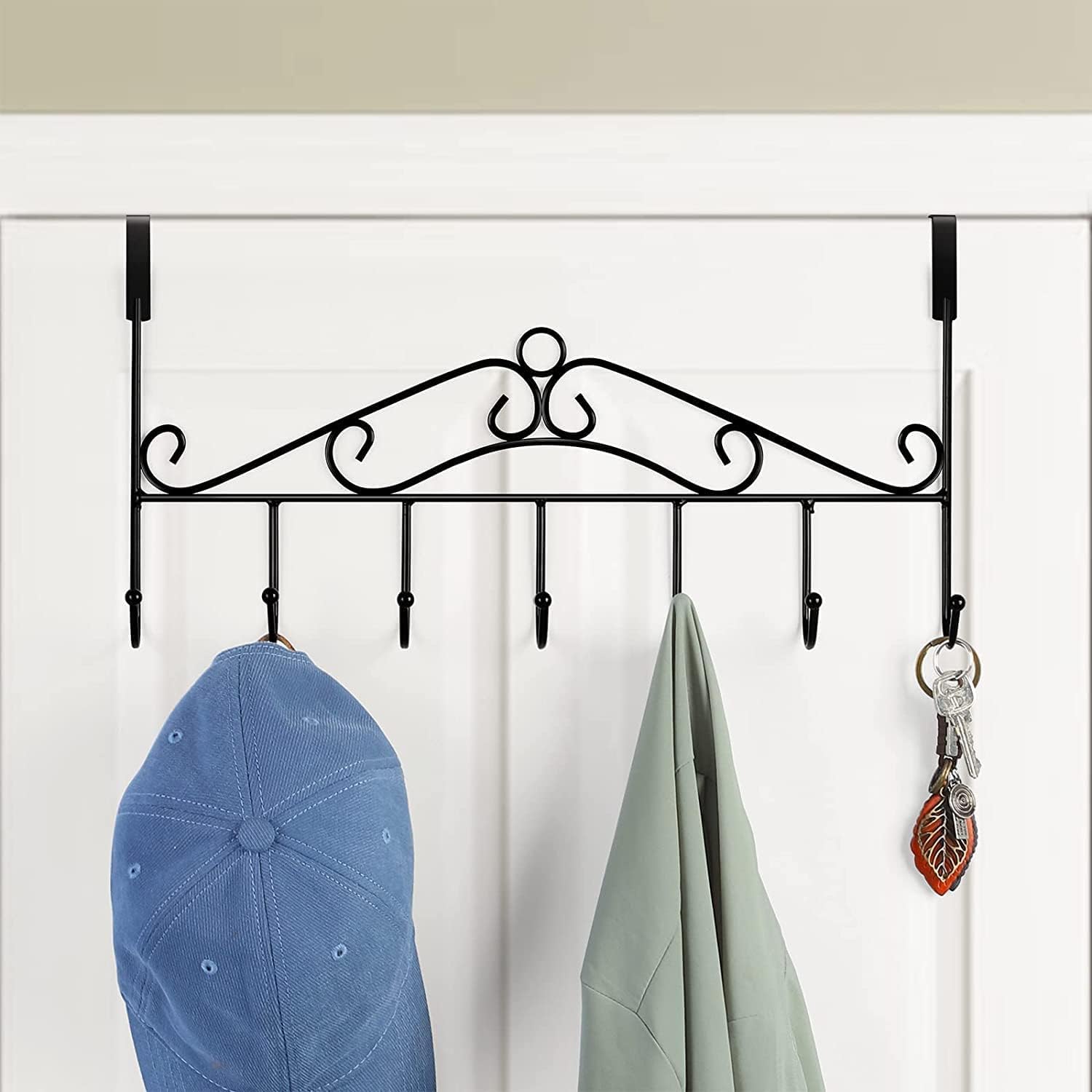 Hook Hanger Over The Door Hanging Rack Multipurpose for Clothes Towels Coat Bags Durable & Lightweight (7 Hooks)(Over Door Hanger, Pack 1)-image-8