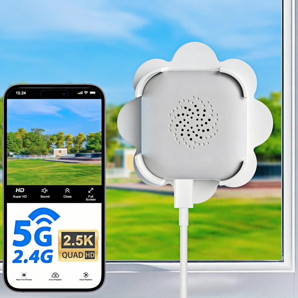 Photo 1 of 2.5K Window Camera, 5GHz & 2.4GHz Window Security Cameras with Color Night Vision, WiFi Camera with Motion Detection, Continuous Recording, Spotlight Siren, Real-Time Alerts, 2-Way Audio (White)