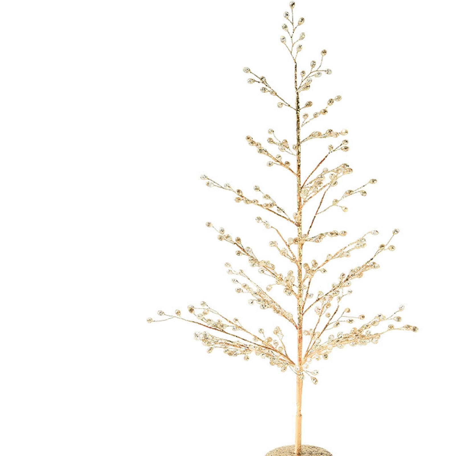 Qianly Adorno Navideño de Abedul de 48 Cm (18,90 Pulgadas), Accesorio Brillante para Fotos, del Dinero Artificial para Fiestas, Vacaciones Y Decoración, Dorado, Individual
