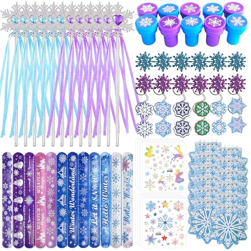 Baguette magique flocon de neige, bracelet enfant et carnet pour fête