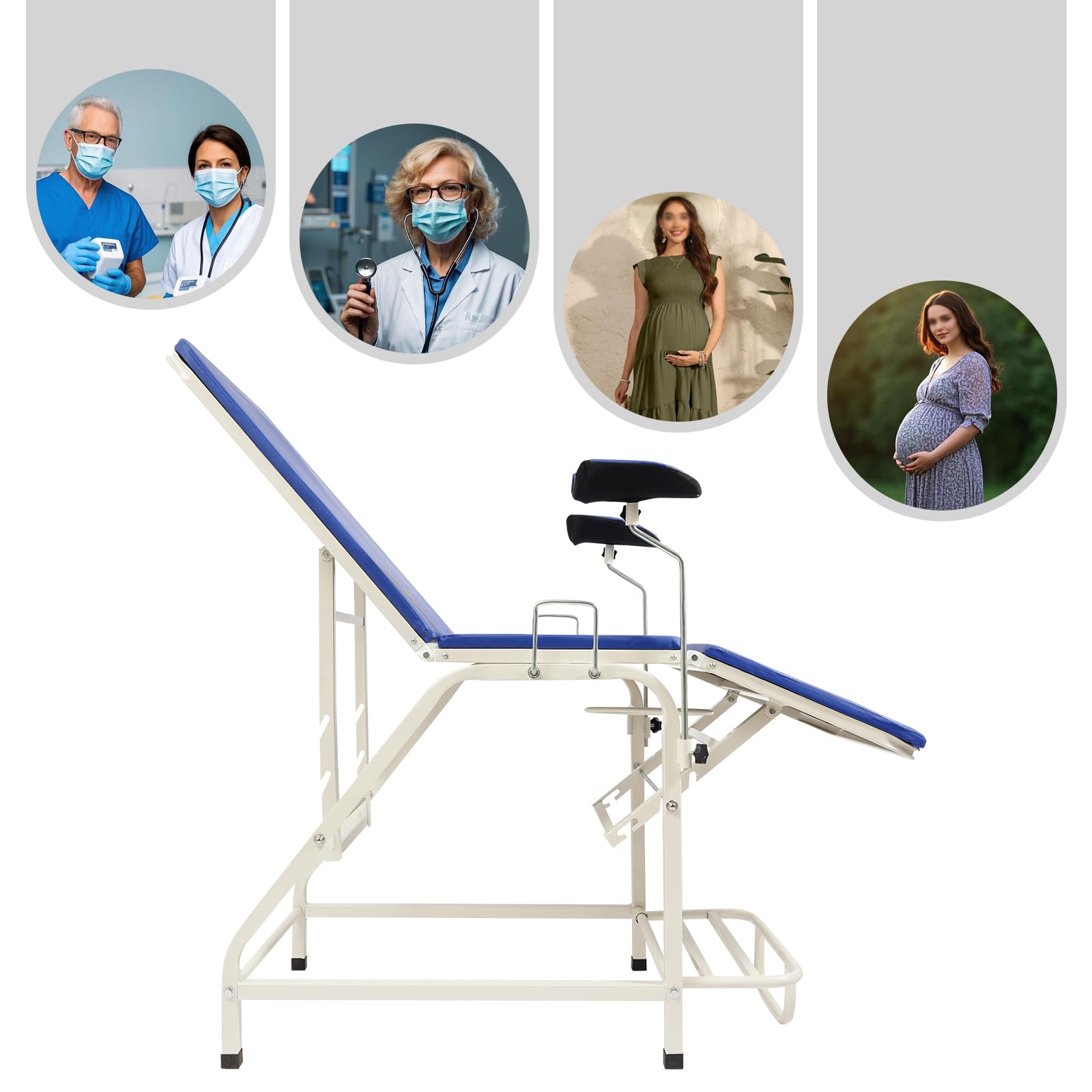 Sedia ginecologica, per sala da studio, regolabile, confortevole, portata 150 kg, per cliniche, ospedali, sale nascita (blu)