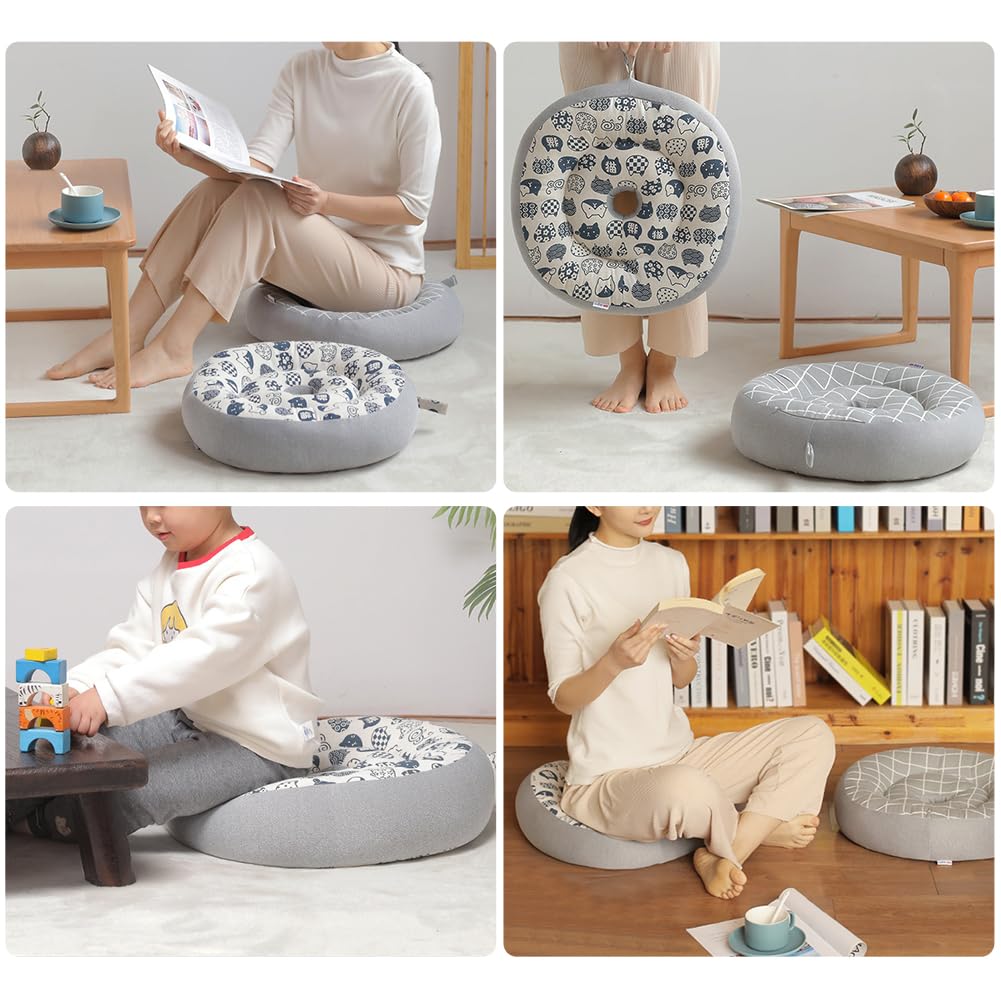 cuscini, Pavimento rotondo for meditazione | Cuscino ergonomico, resistente e morbido | for il sedere con imbottitura in cotone PP spesso for uso interno(45cm(17.7in))