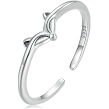 925 Sterling Silver Fox Motif Open Adjustable Ring, Animal Ring Fashion Jewelry Gifts for Women Ladies