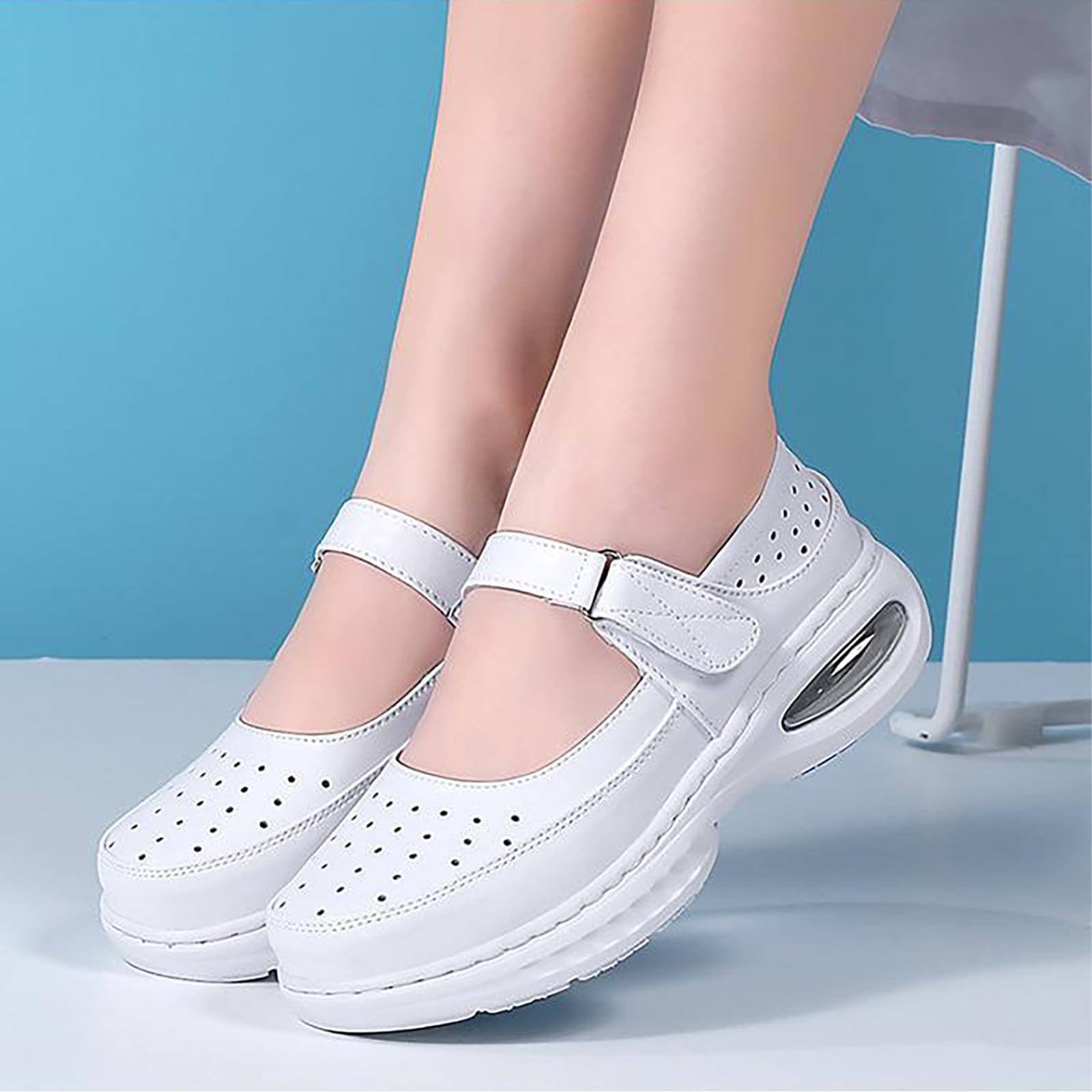 Zapatos de Trabajo para Mujer - Zapatos médicos Transpirables de EVA con Suela Suave y Suela Gruesa - Zapatos de Trabajo Ligeros y cómodos, Ideales para enfermería,White 2,39 EU