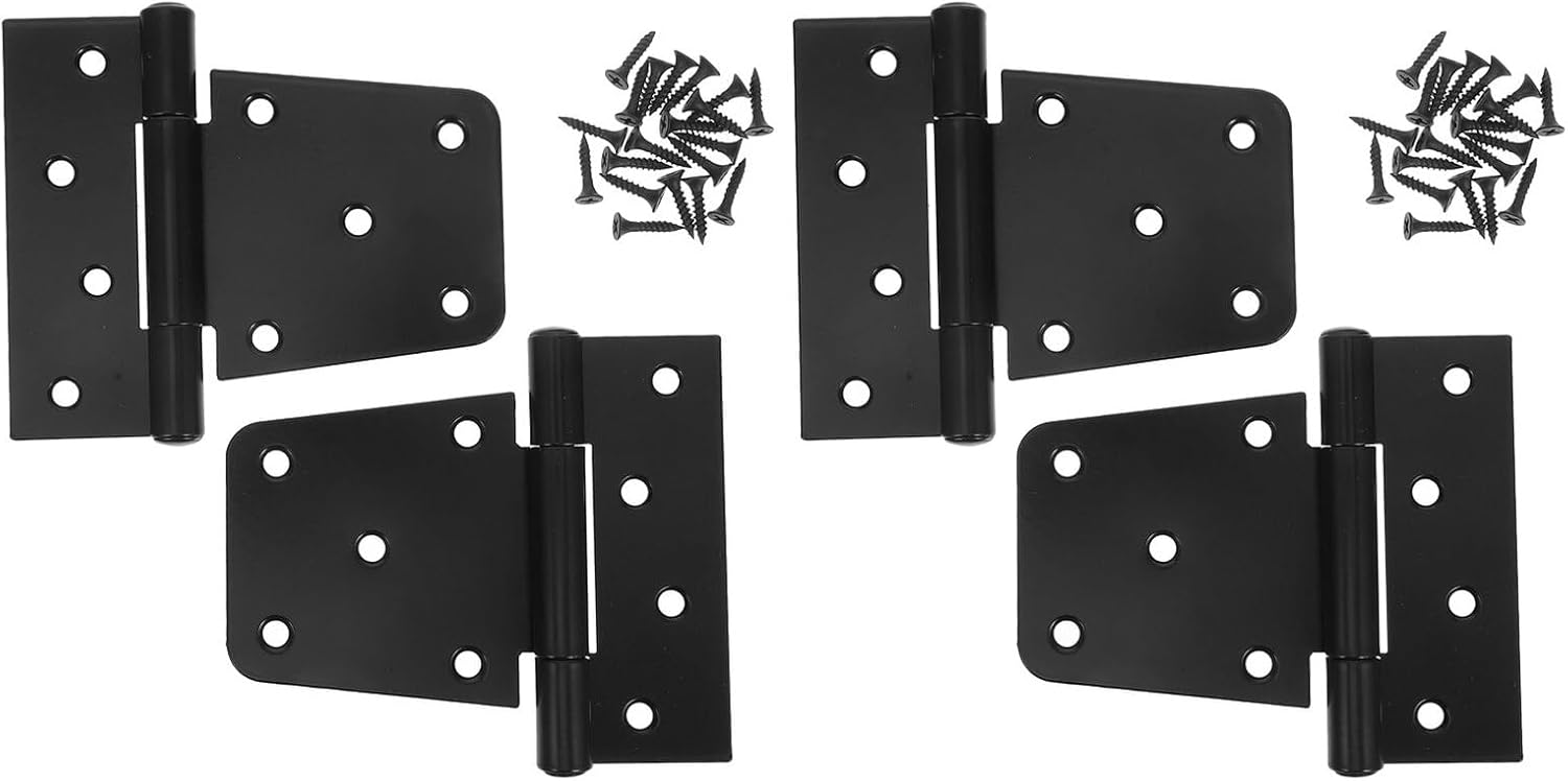Luxshiny Heavy Duty Shed Door Hinges 3.5 Inch Black Barn Gate Hardware with Screws, 4pcs Set for Garden Fence and Farm Gate Exterior Use