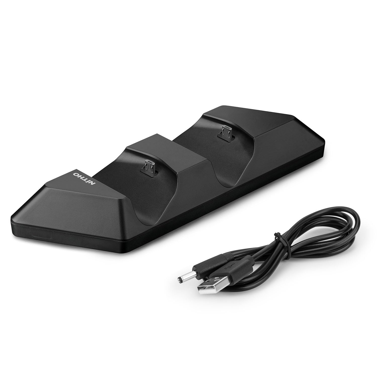NiTHO Cargador para Mando PS4, Estación de Carga Compatible con Mandos PS4 Slim/PS4 Pro, Base de Carga Rápida para PS4 - Negro