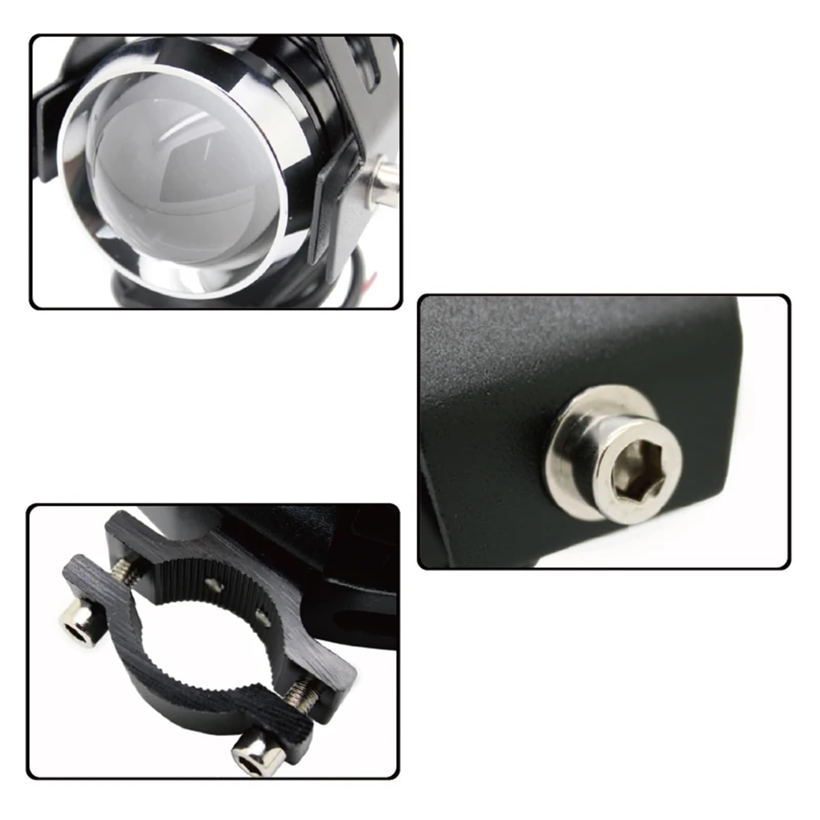 Anabbaglianti 2 pezzi/set U5 LED Faro per moto 3 modalità 3000LM Proiettore per moto Fendinebbia Luci per motociclette(Black Shell)