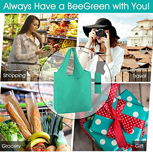Image of BeeGreen Rolled Up Grocery Bags Reusable Shopping Bags Foldable for Groceries
