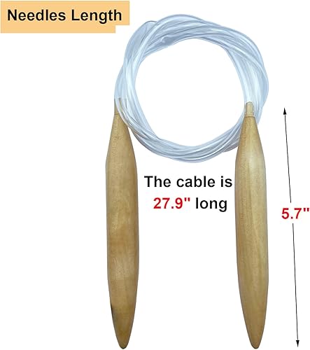 Miniatura 2 de Mdoker Agujas de tejer circulares de madera de 40 pulgadas de longitud, aguja de tejer cicular jumbo para bufanda de lana voluminosa para tejer de