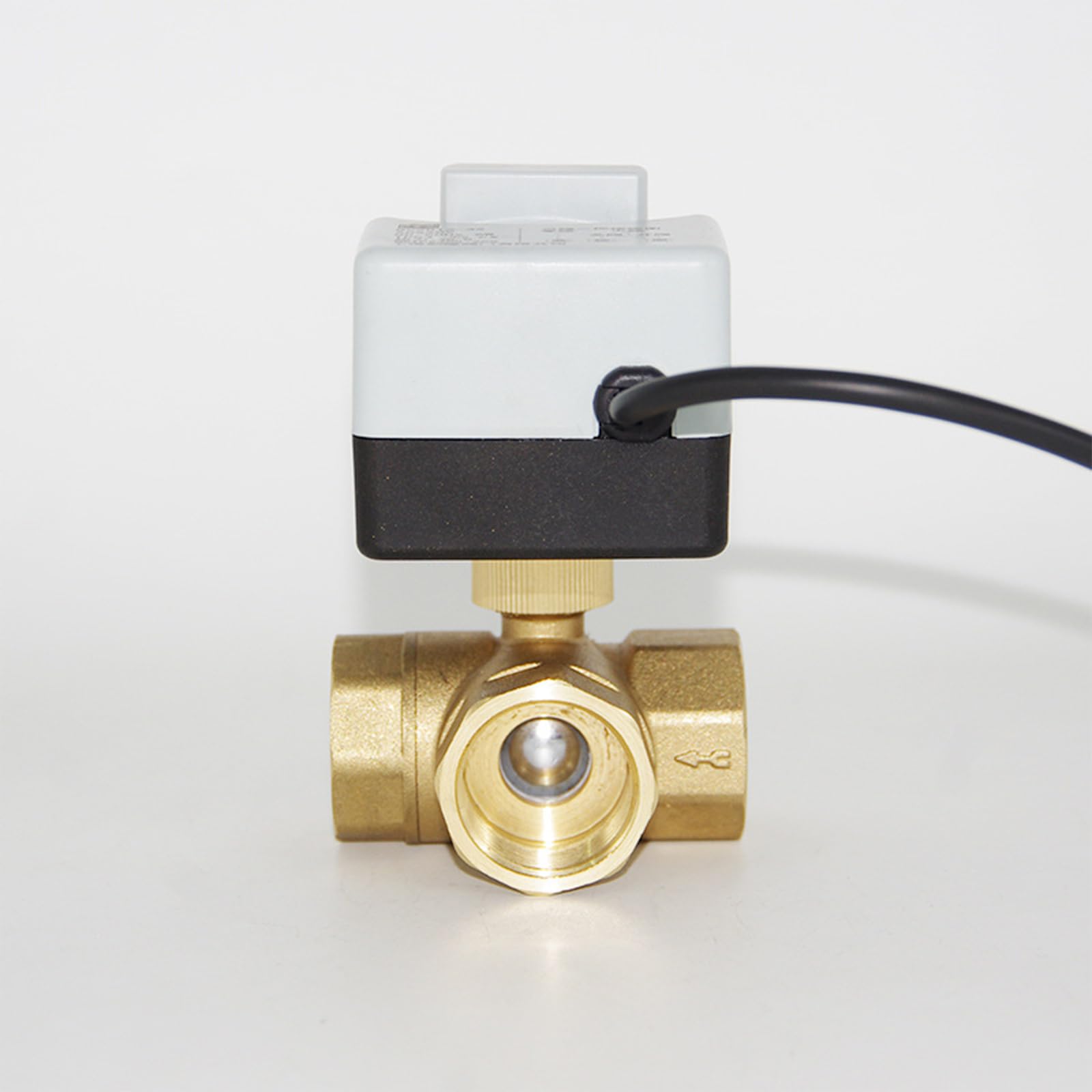 XEOWHUPG Brass Ball Three-Wire Two-Control Actuator Internal Thread with Manual Switch Dn15 Dn20 Dn25 Dn32 Dn40(3-way 220v,DN20)
