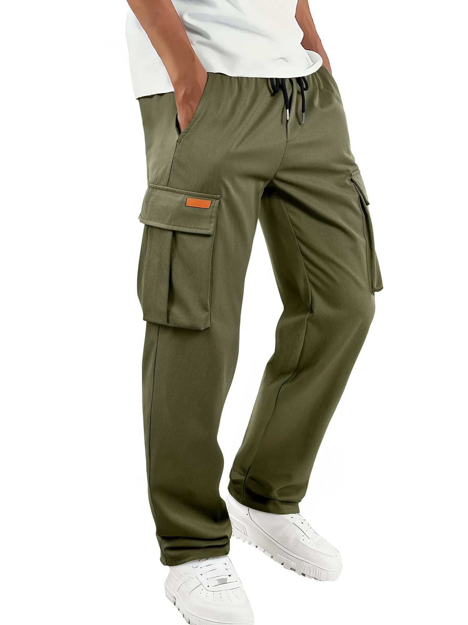 JMIERR Herren Stretch Cargohose 2026 Baggy Trainingshose Jogginghose mit Kordelzug und Mehreren Taschen S-3XL