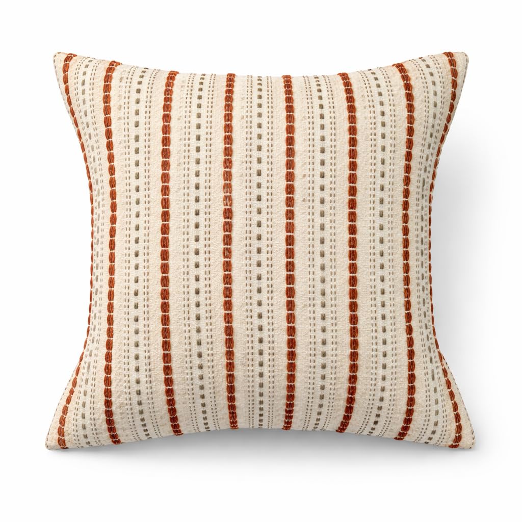 Terra Stripe Cushion Cover Set of 2 | Premium Textured Decorative Throw Pillow Covers | Soft Woven Fabric | Hidden Zipper | Modern Boho Farmhouse Sofa Cushion Covers for Living Room, Bedroom-image-24