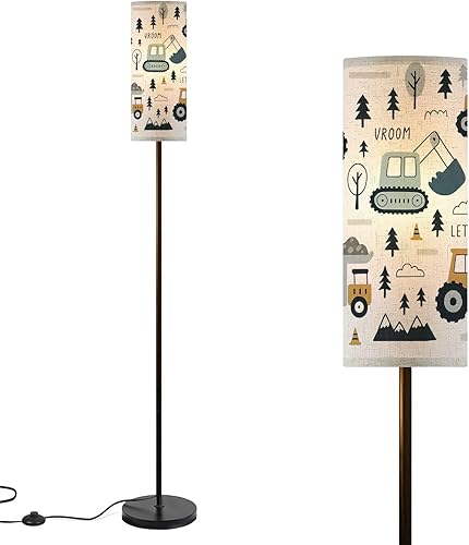Miniatura 7 de Modern Floor Lamps for Living Room Mid Century Geometric Abstract Simple Shapes Scandinavian Standing Lamps with Linen Lampshade Tall Lamp Metal