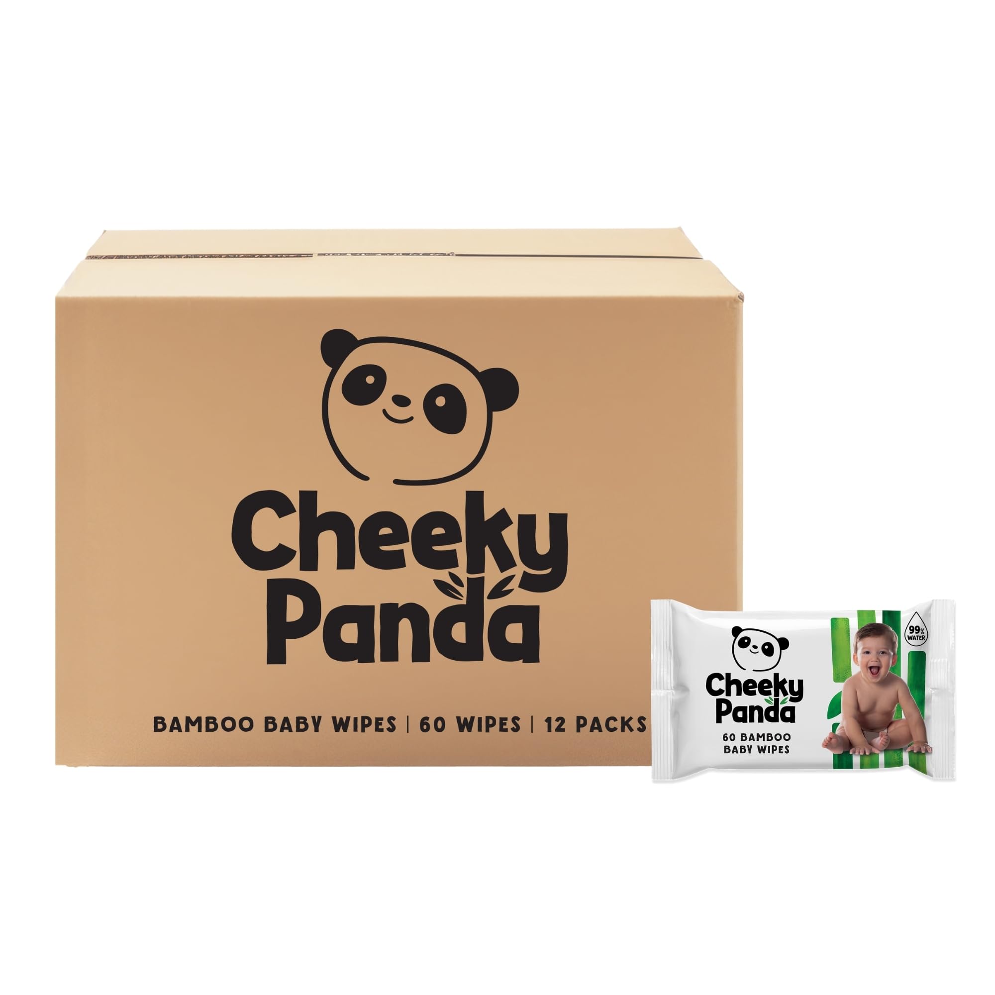 The Cheeky Panda 1536 Baby-Feuchttücher aus Bambus, biologisch abbaubar, Multipack, 24 Packungen