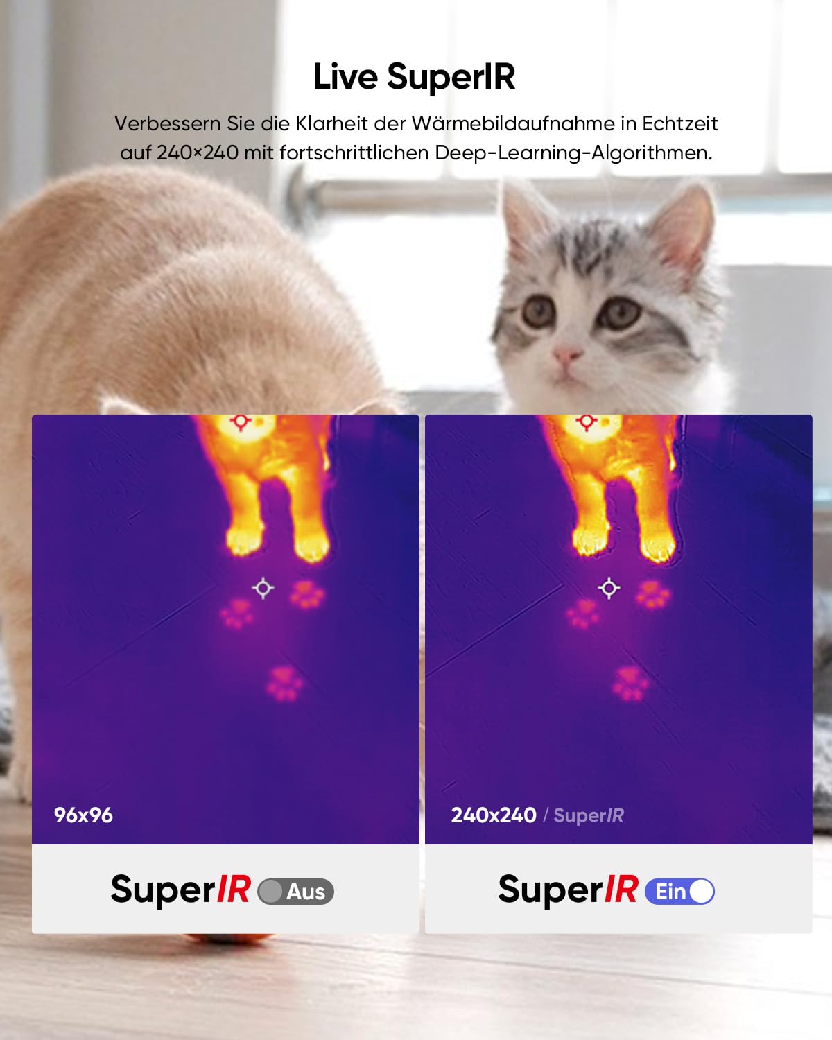 HIKMICRO E01 Wärmebildkamera SuperIR 240 x 240 IR-Auflösung Handheld Infrared Camera Thermal Imaging 20Hz Bildwiederholrate, Kompakte Thermokamera mit Laserpointer, -20°C bis 400°C