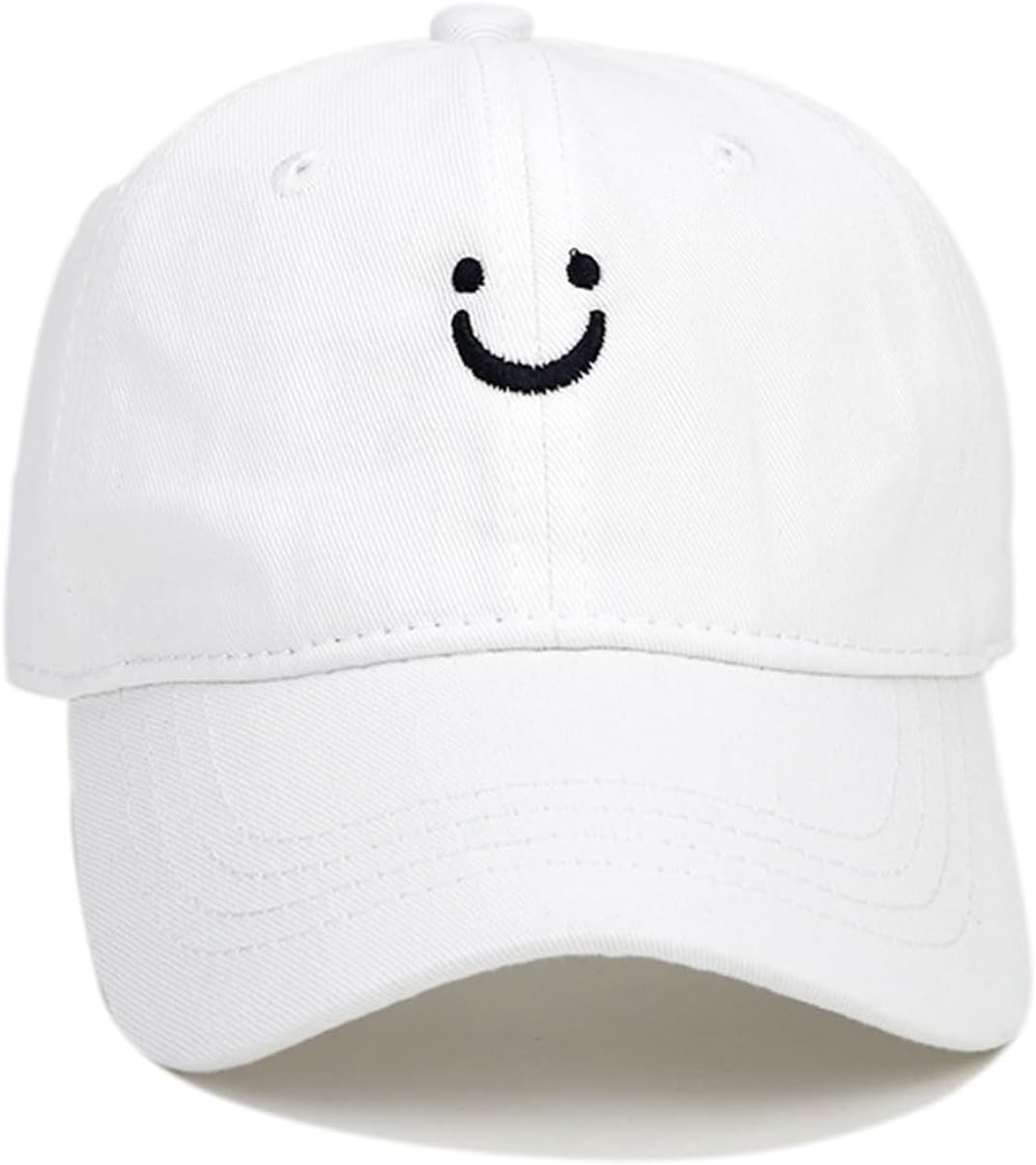 Kids Smile Face Baseball Cap Adjustable Low Profile Unstructured Cotton Sun Hat Visor for 3-7 Yrs Boys Girls