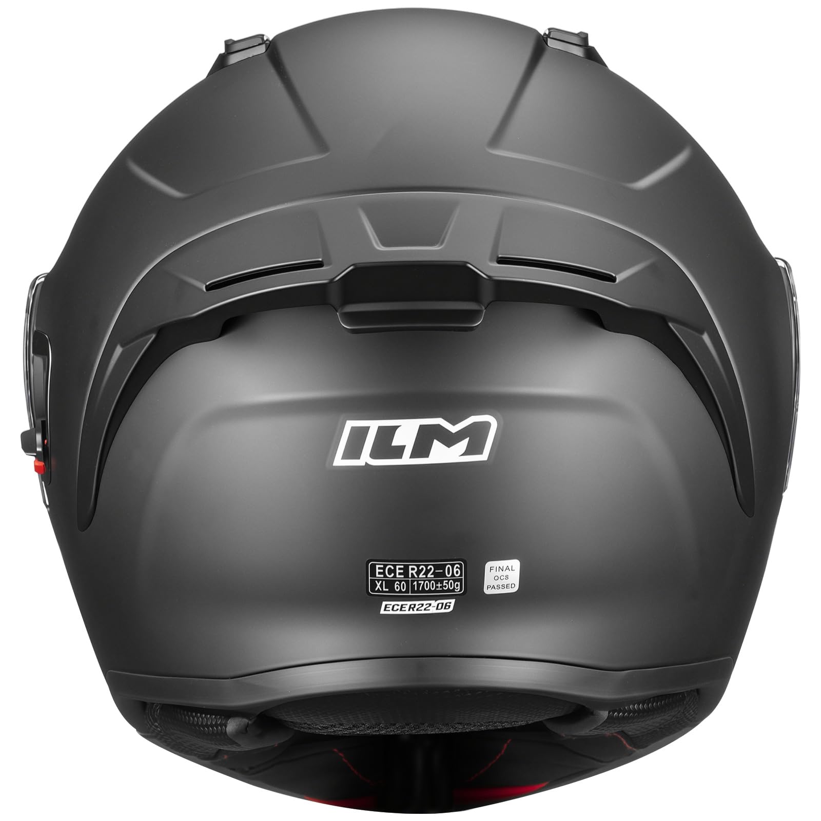 ILM Składany kask motocyklowy Mężczyźni Kobiety ECE 22.06 z podwójnym wizjerem kask integralny model FF959, matowa czerń, M