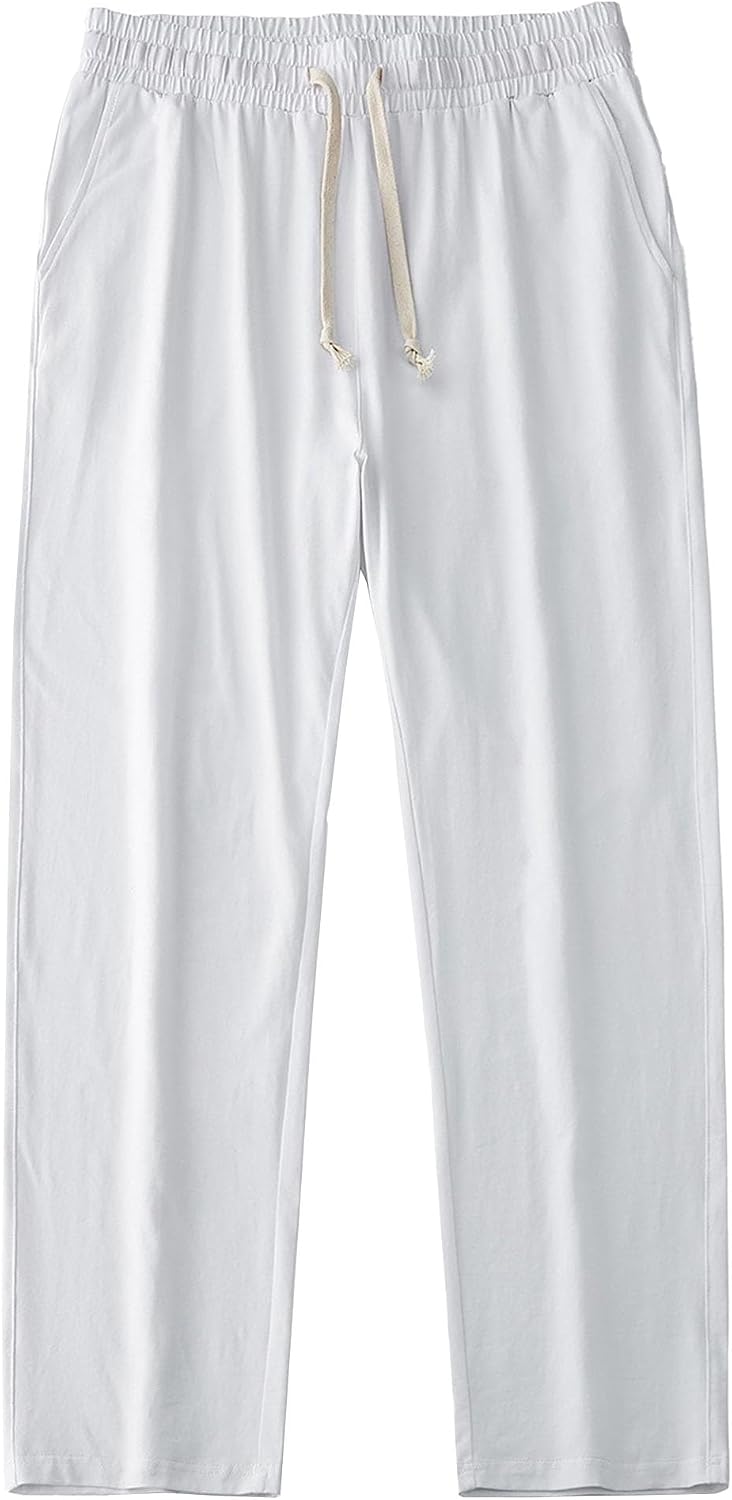 Men's Straight Leg Stretch Jogging Pants Loose Fit Outdoor Elastic Waist Pants Comfort Hiking Spring Fall Trousers