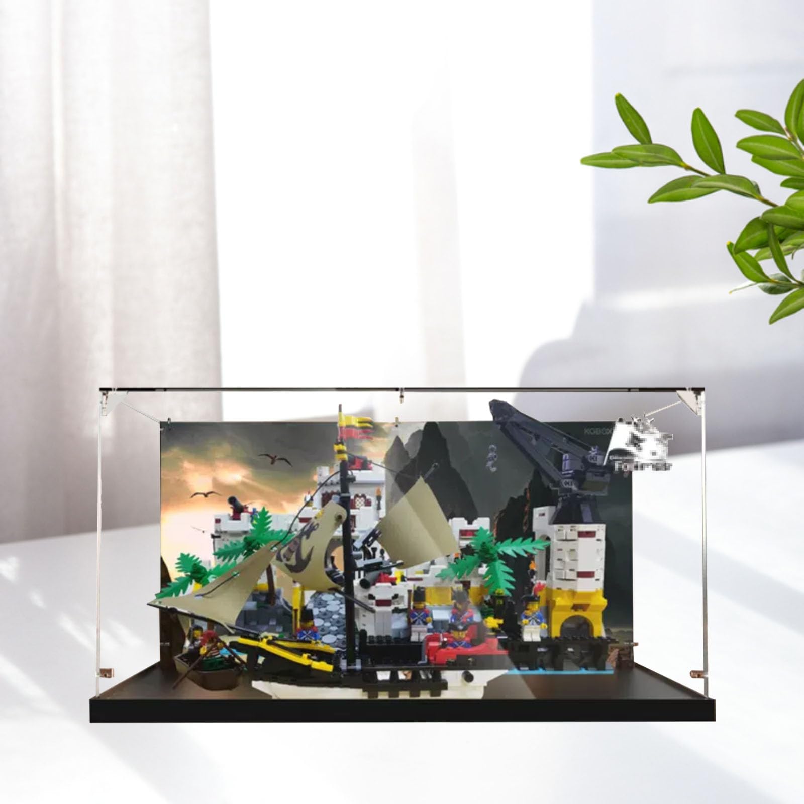 Scatola per esposizione di figure per LEGO 10320 per Eldo-rado Fortr-ess acrilico antipolvere trasparente espositore personalizzato (senza modello) (sfondo C (52 x 40 x 27 cm)