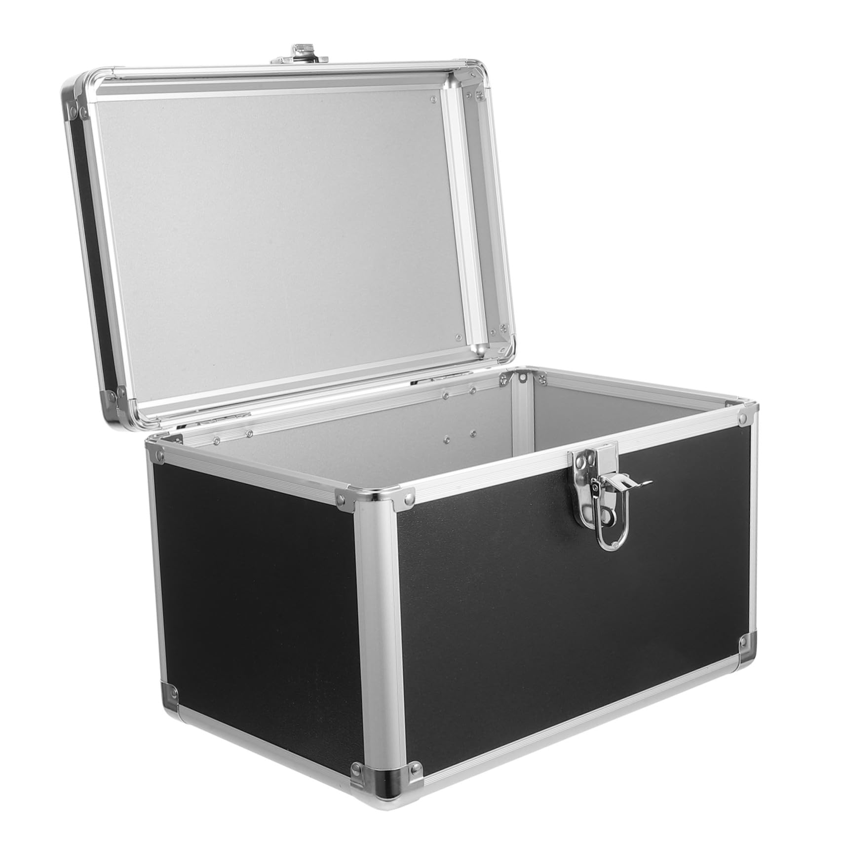 Valigetta in Alluminio e Resistente Custodia Portatile con Angoli Rinforzati e Chiusura Contenitore per Attrezzi e Strumenti Nero