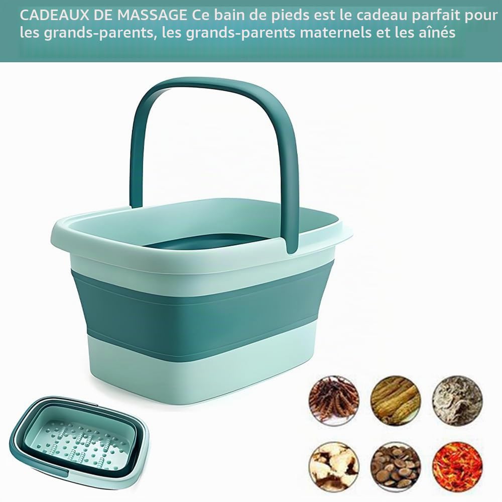 Bain de Pieds Pliable Avec Massage, 15 L - Seau Grand Pour Soulager le Stress et la Fatigue