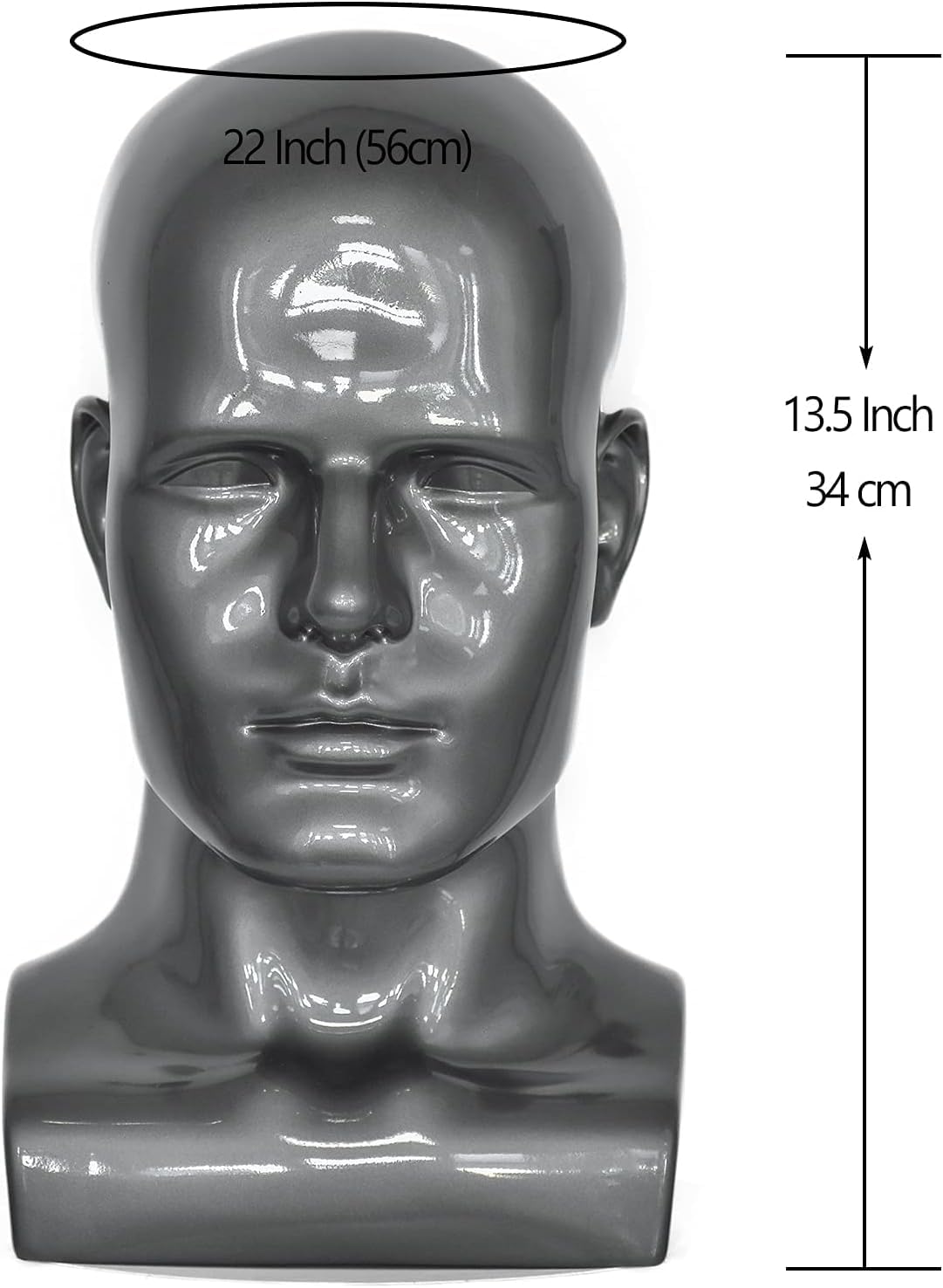 Professioneller Mannequinkopf für Herren, für Perücken, Hüte, Kopfhörer, Masken, Sonnenbrillen, Schmuck (Grau)