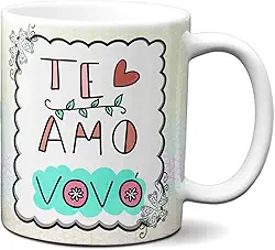 Caneca Dia Dos Avós Presente Te Amo Vovó 2x Mãe Amor (Branca)