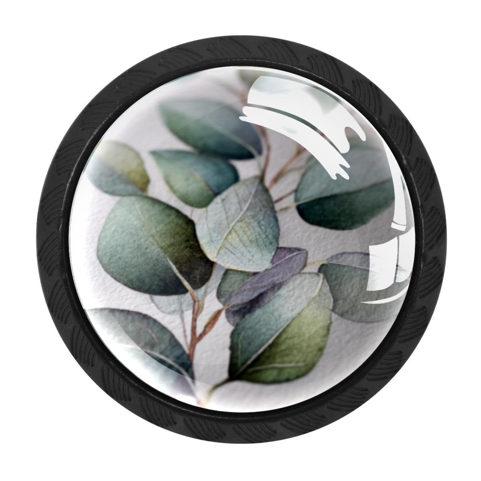 CHENZZZZ 4 Pack Cabinet Pulls Watercolor Eucalyptus Green Gray Sage to (4) Kitchen Drawer Pulls Cabinet Handles