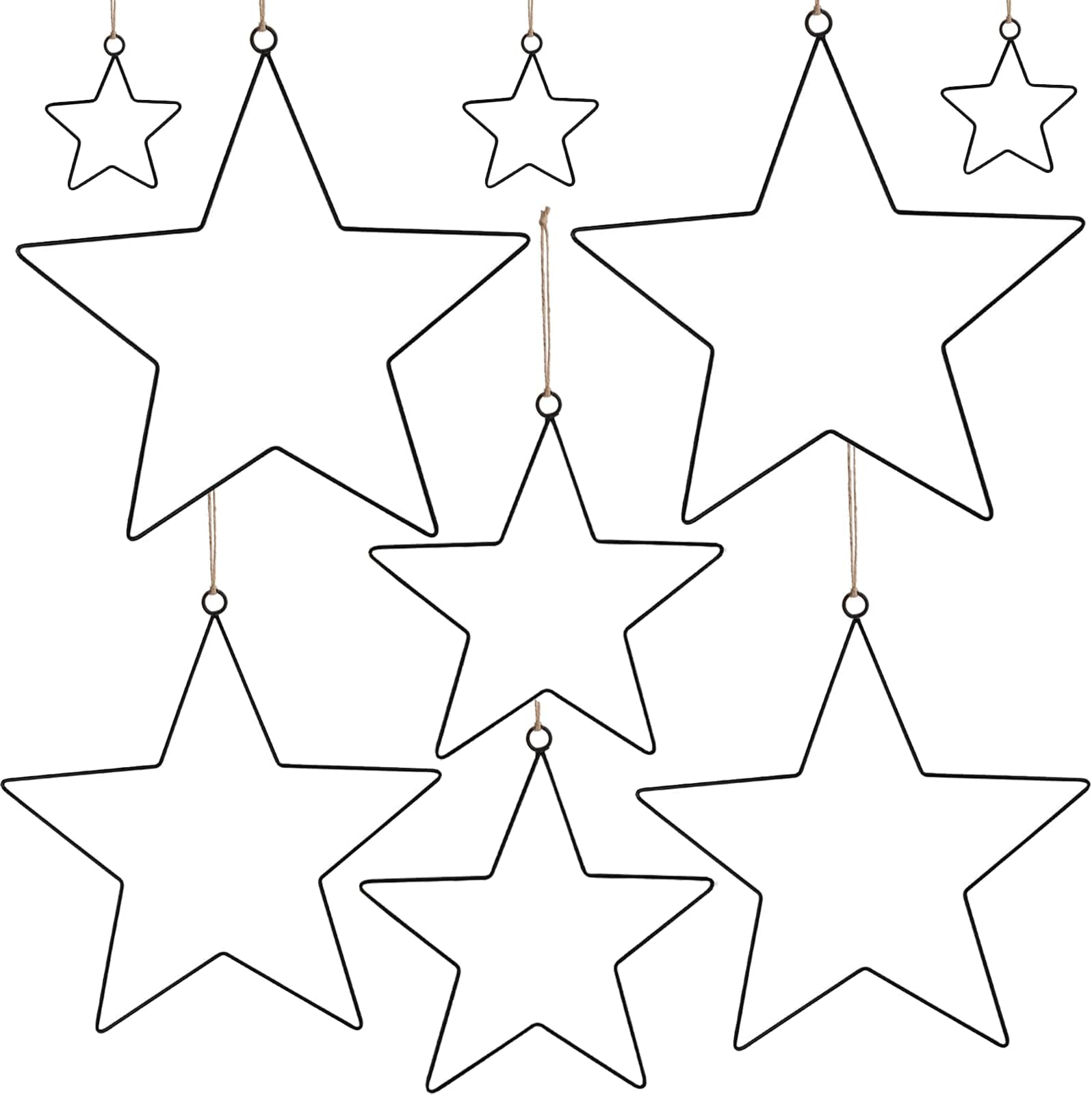 BOFUNX Weihnachts-Deko – 6 Metallringe In Stern & Glockenform, Schwarz & Wiederverwendbar