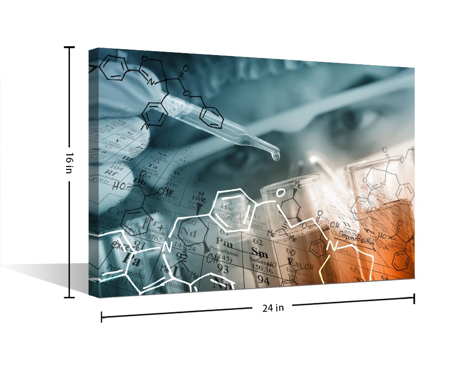 Image of 1 Panels Chemical Equations Laboratory Research Concept Canvas Wall Art Medical Posters Young Scientist Art Prints Giclee Wooden Framed Gallery-Wrapped Ready to Hang (16 inch Wx24 H)