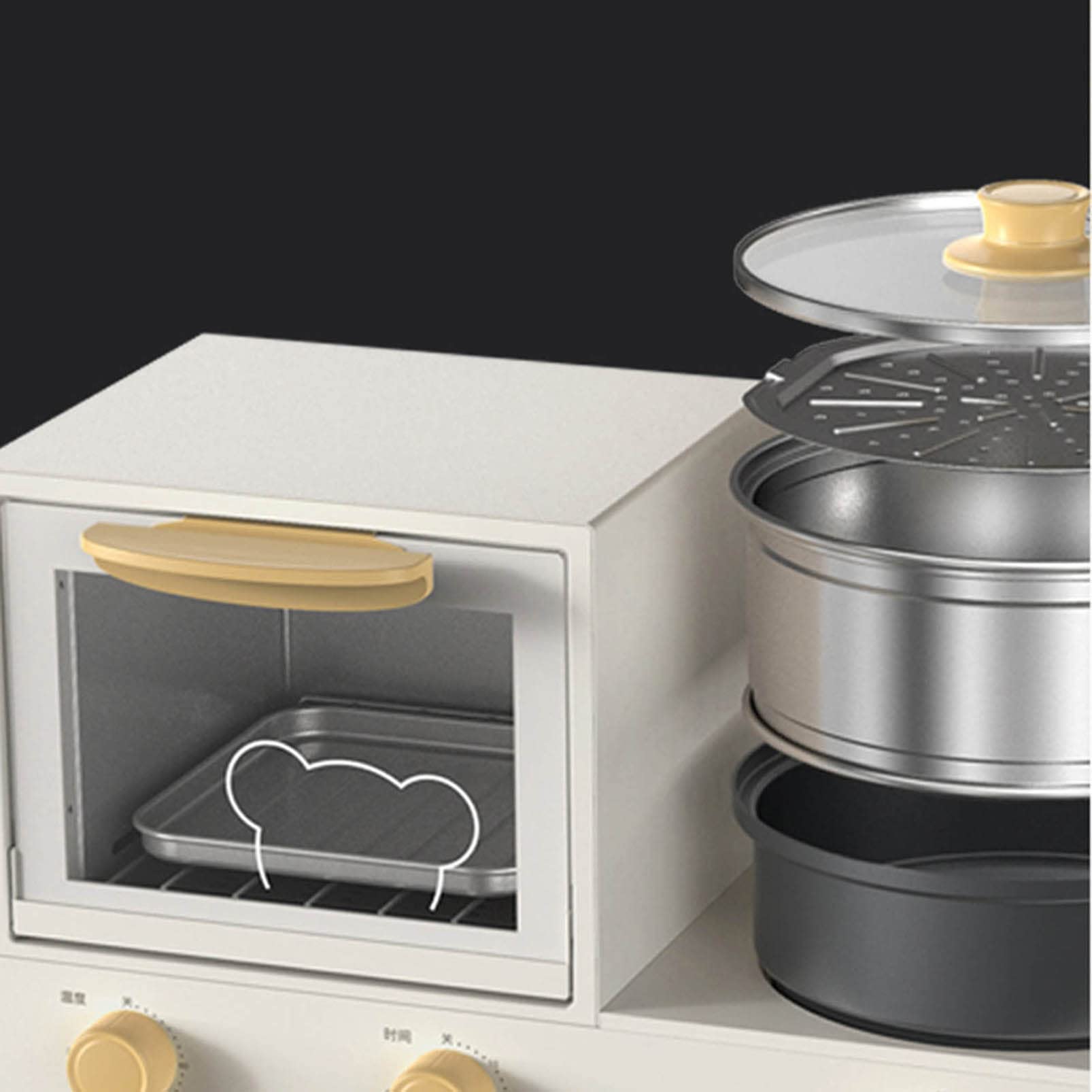 Máquina de desayuno 3 en 1 de acero inoxidable Estación de desayuno familiar portátil Horno tostador multifuncional Tostadora Estación de desayuno eléctrica con horno tostador y plancha antiadherente
